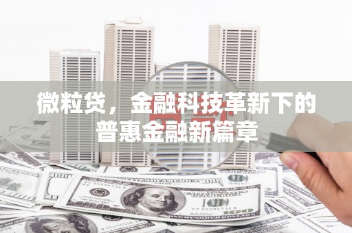 越城微粒贷，金融科技革新下的普惠金融新篇章
