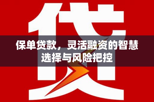 越城保单贷款，灵活融资的智慧选择与风险把控
