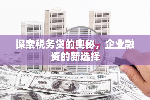 越城探索税务贷的奥秘，企业融资的新选择