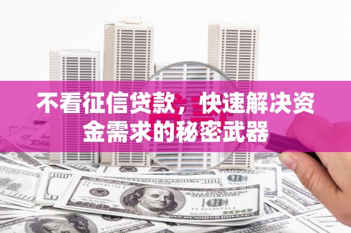 越城不看征信贷款，快速解决资金需求的秘密武器