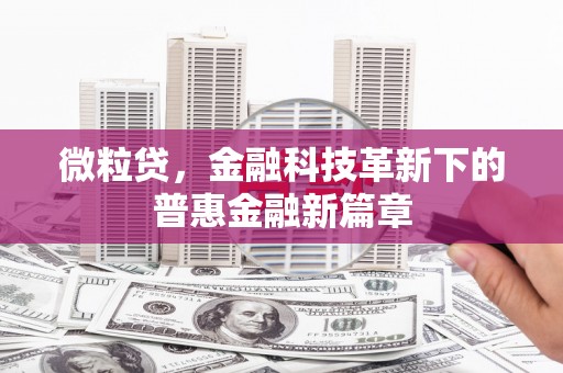越城微粒贷，金融科技革新下的普惠金融新篇章
