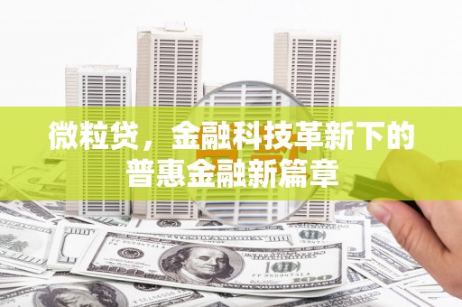 越城微粒贷，金融科技革新下的普惠金融新篇章