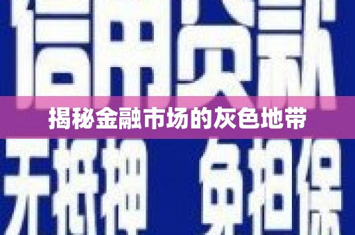 越城揭秘金融市场的灰色地带